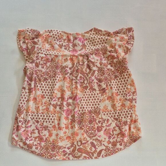 Cato Pink and Cream Blouse with Flutter Sleeves - Picture 6 of 6